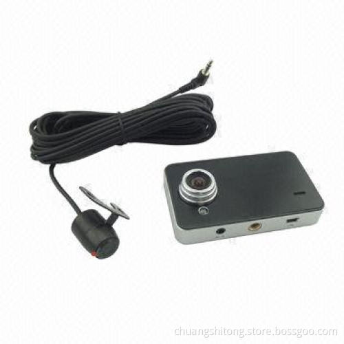 Car DVR, Dual Lens 720P with Rear-view Camera, G-sensor and Reversing Aid